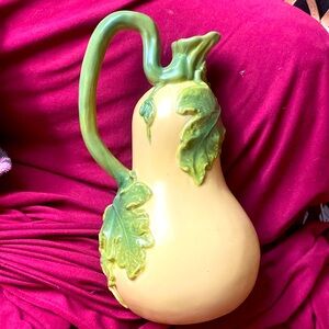 Lovely Blue Sky Clayworks gourd vase pitcher ceramic butternut leaves